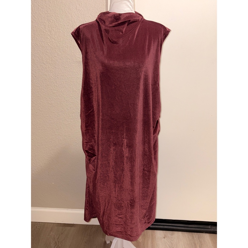A New Day Burgundy Velvet Cowl Neck Sleeveless Midi Dress 2X NWT Holiday Shift
